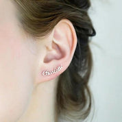 Boucle d'Oreille Personnalisé Prenom Argent / Police1