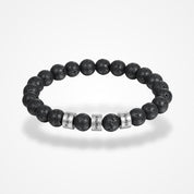 Bracelet Pierre Naturelle Personnalisé Argent / 3 Prénoms / 17cm