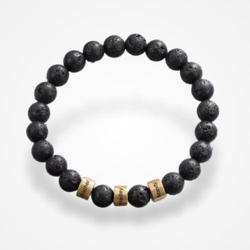 Bracelet Pierre Naturelle Personnalisé Or / 1 Prénom / 19.5cm