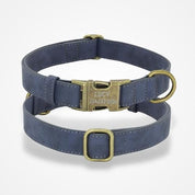Collier Chien Cuir Personnalisé Bleu / XS