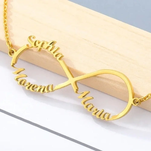 collier infini 3 prénoms or