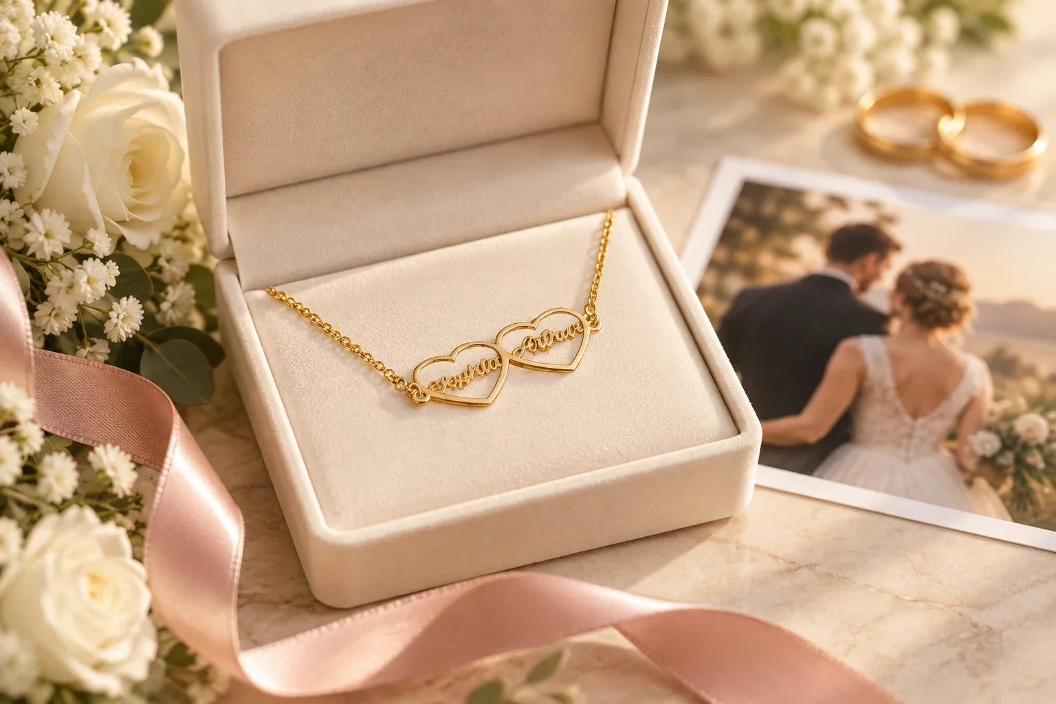 Bracelet deux prénoms offert pour un anniversaire de mariage
