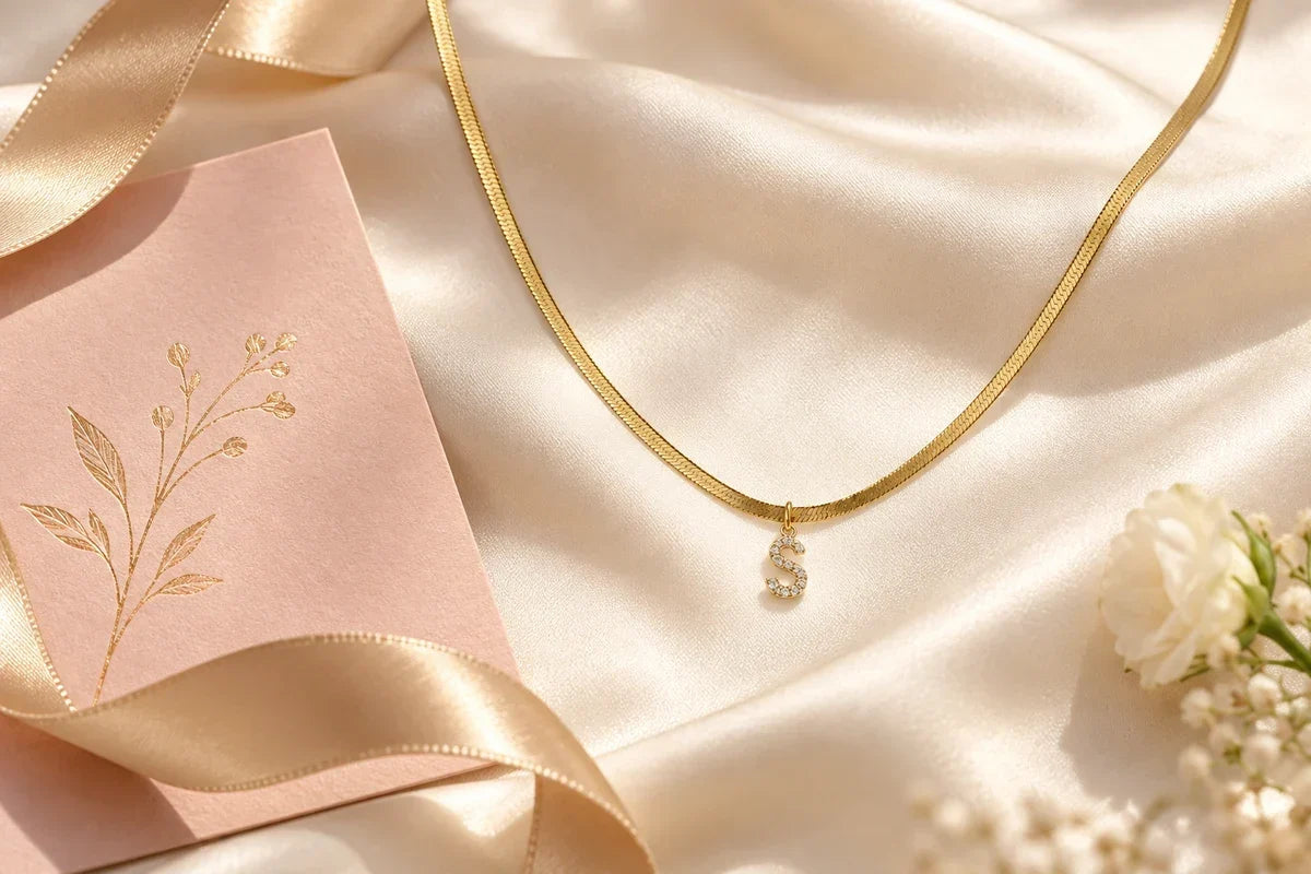 Cadeau femme 30 ans avec collier initiale et carte élégante